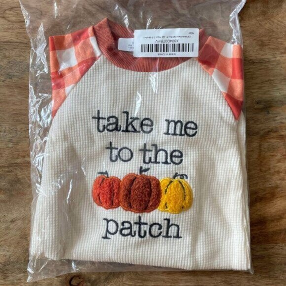 5/$20 NEW 12M Infants Take Me To the Pumpkin Patch Embroidered Jumpsuit - Picture 7 of 8